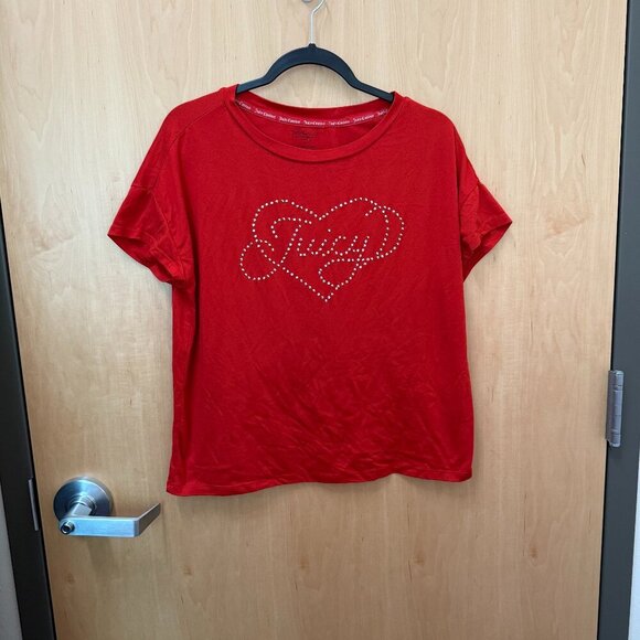 Juicy Couture red heart rhinestone tee womens small - Picture 1 of 4